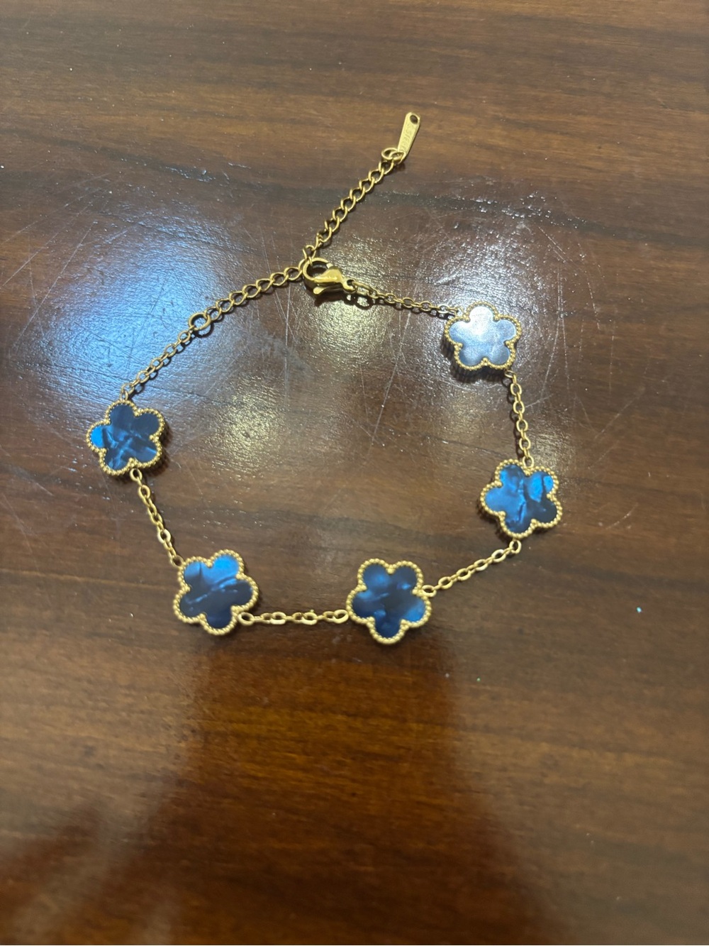 Blue Clover Gold tone Chain Bracelet - Women